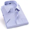 Wysokiej jakości krótki rękaw Summer Mens Sukienka Casual Kratę Koszula Mężczyzna Regular Fit Blue Purple 4XL 5XL 6XL 7XL 8XL Plus Size Shizs 210714