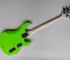 4 cordas de mão esquerda Green Electric Bass Guitar com Rosewood Foreboard, Active Pickups, Picareira Branca Pickguard