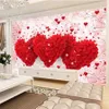 Taille personnalisée Grand Fond d'écran auto-adhésif 3D stéréo romantique belle amour Festive TV Fond de la décoration murale