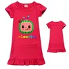Dessin animé pastèque imprimé mignon filles robe enfants multicolore à manches courtes chemise de nuit bonbons maison robes jupe pyjamas enfants Clo6546550