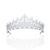 Hårklämmor Barrettes Trendiga blad Bride Wedding Crown Luxury Micro Inlaid Zircon Brud Tiara Pearls pannbandsmycken Tillbehör HQ0326