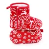 2021 Inverno Natale Stivali da Babbo Natale Caldi Primi Camminatori Stivali da neve per bambini Infant Crochet Knit Fleece Shoes for Boys Girls Gift G1023