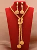 Kolczyki Naszyjnik 24K Afryki Pozłacane Zestawy Biżuterii Dla Kobiet Koralik Pierścień Dubai Bridal Gifts Collares Biżuteria Zestaw
