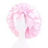 Satin Bonnet with Wide Stretch Ties Long Hair Care Comfortable Lady Night Sleep Hat Adjust Hair Styling Cap Silky