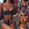 2021 Sexy mulheres cintura alta biquíni maiô swimwear feminino bandeau tanga brasileiro biquini conjunto maiô