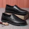 Echtes Leder Männer Casual Schuhe Luxus Marke Formale Business Herren Loafer Atmungsaktive Slip auf Männliche Fahren Schwarz 22044