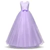 2021 Fashion Long Gown Girl Formell Princess Dress Bröllopsfest Vit Klänningar Barn Baptism Kostym för 6-14 år Girls Robe G1129