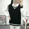 Aelegantmis preppy stijl vintage student gebreide trui vest vrouwen casual lente herfst mouwloze vesten dames Koreaans 210607