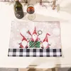 Frohe Weihnachten Bauernhaus Tischsets Zwerge Buffalo Plaid Schneeflocke Urlaub Party Esszimmer Küche Tischdekoration KDJK2111