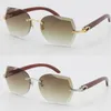 Wholesale Selling Style Rimless Optical 8200762 designer Sunglasses High quality Unisex Decor Wood frame outdoors driving