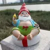 Yeni Reçine Yüzmek Yüzük Cüce Heykel Gnome Sanat Heykeli Peyzaj Çim Elf Heykel Figürine Hediye Açık Yard Aksesuar Bahçe Dekor Için # 22