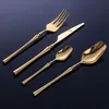 Stainless Steel Cutlery Set Tableware Gold Knife Spoon and Fork Sets Dinnerware Korean Food Flatware Kitchen Accessories