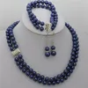 Orecchini Collana Moda 8mm 2 file di gioielli Conchiglia Processo di produzione di perle Bracciale Set di orecchini Palla da 17-18 pollici Regalo da donna