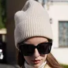 Mütze / Schädelkappen 100% Wollhut Frauen Khaki Skullies Mützen Mädchen Kappe Natürliche Stoff Mode Weiche Warme Dame Winter Hüte Männer Verkauf