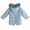 2019 Kid Warm Denim Bomberjack Tienermeisje Winter Herfst Capuchon Meisjes Jas Jeans Jassen Basic Kinderkleding Windjack H0909