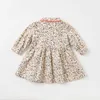 DB11553 dave bella automne bébé fille princesse mignon arc floral robe avec chat sac robe de soirée enfants infantile lolita 2 pièces vêtements Q0716