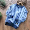 Children's clothing boys autumn striped tops students long-sleeved t-shirts sweatshirt spring and trendy P4761 211029