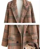 Casaco feminino de lã mesclado inverno feminino longo 2021 xadrez de algodão casual fino plus size misto casacos femininos H00255