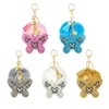 31-Färg Creative Gift Rhinestones Flannel Hair Ball Key Clasp Unicorn Butterfly Little Bear Cartoon Animal Accessories