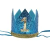 Party Hats 1pcs 1st 2nd 3rd Glitter Crown Headband Happy Birthday 1 2 3 Year Baby Shower Children Decoration Hat