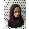 Handmade 14inch box tranças rendas peruca dianteira com dicas encaracoladas 1b / borgonha ombre cor vermelha curta trança de cabelo sintético perucas para mulheres negras