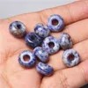 10pcs Natural 5mm Big Hole Jades Jaspe Stone Crystal European Spacer Beads Charm for Jewelry Making Bracelet Accessories 8x14mm