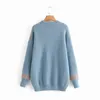 Evfer Women Cute Cartoon Fawn Knitted Blue Autumn Pullover Tops Female Fashion Ugly Loose Sweaters Gilr Casual Jacquard Knitwear Y1110