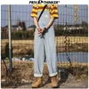 Privathinker Overalls Mens Fashion Male Streetwear Casual Full Length Denim Rompers Pocket Regular Jeans Suspender Man 210622