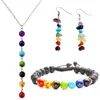 Ayliss livraison directe Chakra guérison équilibre pierres Bracelet collier boucles d'oreilles ensembles de bijoux Yoga Reiki prière pierre XMAS Pulseras