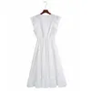 BBWM Hollow Out White Deep V Neck Ruffle White Lace Summer Dress Women Vacation Beach Sexy Dress Sleeveless Long Elegant Dress 210520