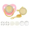 Sublimation Blank Pacifiers Set with Clip Heat Transfer Aluminium Sheet Print DIY Diamond-bordered Nuk Holder Nipple 10 colors by sea LLA889