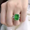 Luomansi 100% 925 Sterling Silver Fashion 10 * 14 Emerald Square Diamond Ring Sparkling Wedding Party Femme Bijoux 211217