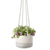 Hängande plantervävt växtkorg Jute Cotton Cord Flower Pot Inomhus växthängare Modern Storage Arrangör Heminredning 210615