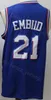 Erkekler Basketbol Ben Simmons Jersey 25 Joel Embiid 21 Tüm Dikiş Mavi Beyaz Kırmızı Siyah Bej Takım Renk Nefes Spor Hayranları için Saf Pamuk En Kaliteli Satılık