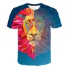 T-shirt sommar 2021 kortärmad läskig realistisk djur tiger print t-shirt mode personlighet stor storlek män runda hals topp y220214