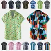 남자 하와이안 셔츠 반소매 탑 남성 비치웨어 셔츠 캐주얼 인쇄 비치 망 블라우스 하와이 셔츠