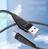 Mikro USB Kabloları Tipi C Kablosu Adaptörü Veri Sync Metal Şarj Telefon Adaptörleri Kalınlığı Güçlü Örgülü 3A Hızlı Şarj