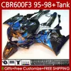 Corps + réservoir pour HONDA CBR600 CBR 600 F3 FS CC 600F3 95 96 97 98 Carrosserie 64No.84 CBR600F3 CBR600FS 600CC 1995 1996 1997 1998 600FS CBR600-F3 95-98 Kit de carénage bleu noir