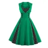 Mulheres Robe Retro Vestido Vintage 50s 60s Rockabilly Dot Balanço Pin Up Verão Party Vestidos Elegante Túnica Vestidos Casuais Plus Tamanho 210517