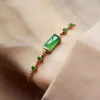 Link cadeia de calcedonia bracelete feminina s925 esterlina embutido de prata yang tubo jade verde com superfície de ovo completo