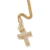 Män Hip Hop Style Cubic Zirconia Micro Pave Cross och Crown Pendant Halsband