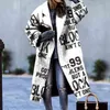 Kvinnor Mode Plaid Print Warm Wool Cardigan Höst Vinter Elegant Turn-down Collar Outwear Office Lady Single Button Loose Coat 211130