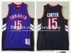 Mesh cousée vintage mode homme Vince 15 Carter Jerseys violet blanc noir bleu rouge basketball collège de basket-ball