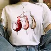 Wijnglas Grappige Grafische Print T-shirt Dames Harajuku Aesthetic Whit Tops Casual Tshirt Y2K KPOP Korte Mouw Vrouwelijke T-shirt Tee X0628