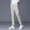 Herenbroek enkellengte ijs zijde mannen broek zwart Khaki korea dunne zomer casual pak chandalen man formele 2021 kleding