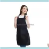 Aprons Textiles Home Garden10 Pack Bib Unisex Black Apron Bulk with 2 Ramy Pockets Hine 주방 공예 BBQ DIN4357374