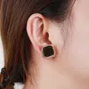 Stud Glazed Earrings C Classic Black Designer Jewelry Brass plating Ear studs Unisex Round shape Color matching