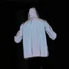 Mens Mesh Reflekterande Noctilucent Light Hooded Jacket Hip Hop Fluorescerande Löpande Streetwear Vattentät Coat Outwear 2xL 210522