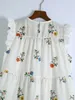Floral Embroidery Dress Summer Fashion O-Neck Smocking Women White Dresses 210602