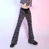 Pantalone foro patchwork casual per donna a vita alta con lacci a figura intera pantaloni svasati donna moda primavera elegante 210521